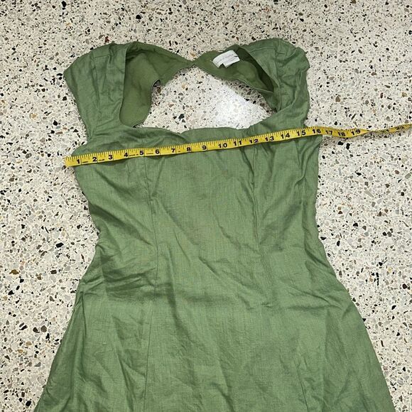 House of Harlow green linen mini dress open back zip small s - Picture 6 of 6
